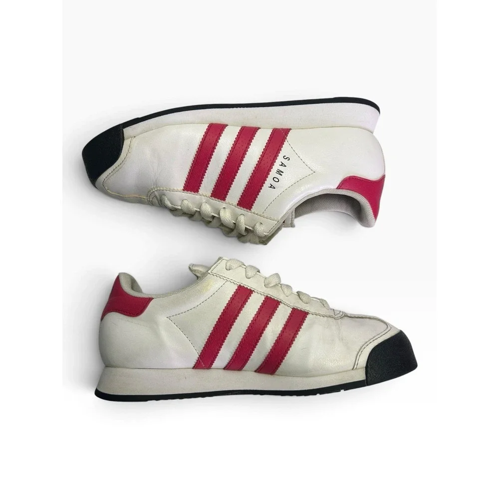 adidas Originals Samoa White Pink Sneakers 4.5Y Big Kid Retro Low C75999
